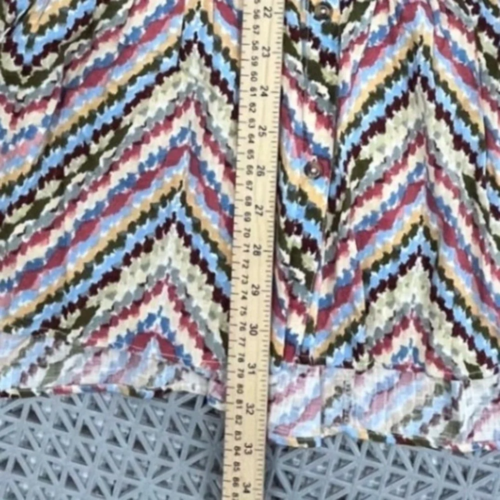 Sonoma Tiered Midi‎ Skirt Womens 2X Multi Color Chevron Zig Zag Rayon Boho